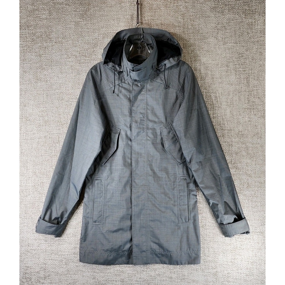 NAU Quintessentshell Hooded Trench Coat‎ Mens XS Gray Lightweight EUC
